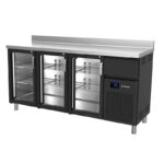 Mesa refrigerada snack, Trasmostrador Puerta cristal. Negra. Gama 600. EDENOX-FMPS-200 HC NEGRO PC