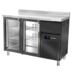 Mesa refrigerada snack, Trasmostrador Puerta cristal. Negra. Gama 600. EDENOX-FMPS-150 HC NEGRO PC