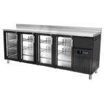 Mesa refrigerada snack, Trasmostrador Puerta cristal.  Negra. Gama 600. EDENOX-FMPS-250 HC NEGRO PC